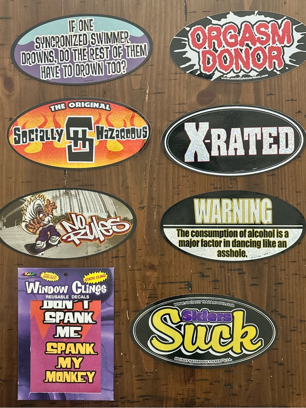 Humorous X-Rated Sticker Decal Pack & window cling — New (8 pcs)